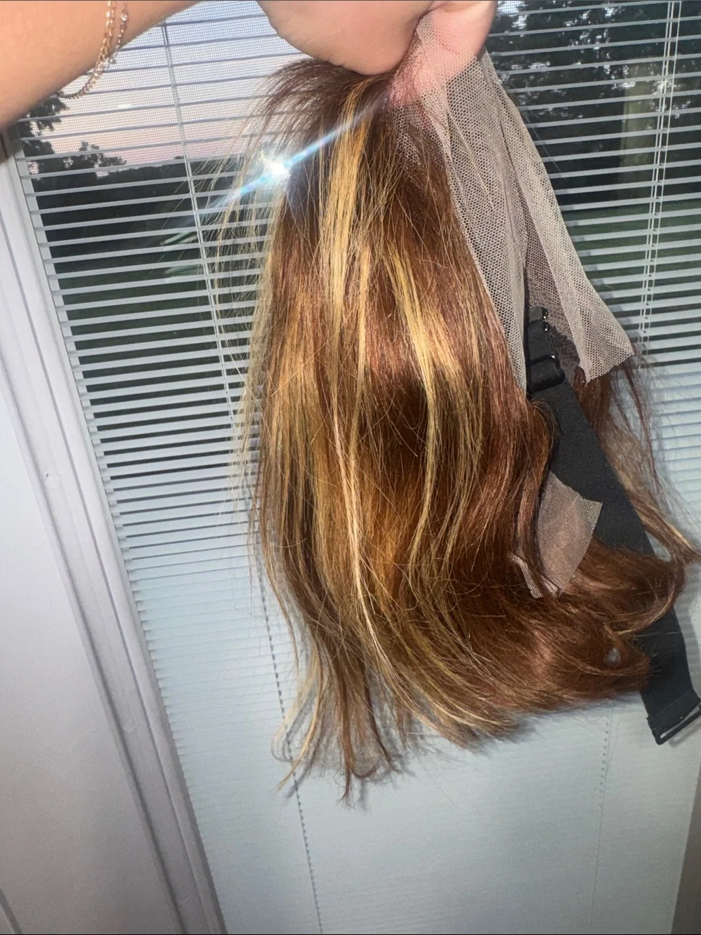 Lace Front Women’s Brown with Blonde Highlights Human Hair Wig